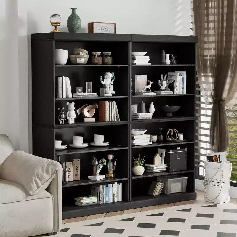 PexFix 31x31x16 Doorless Wood Bookshelf Storage Cabinet Bookcase&Office Cabinet for Kitchen Bedroom Entryway Living Room Dinning Room Black