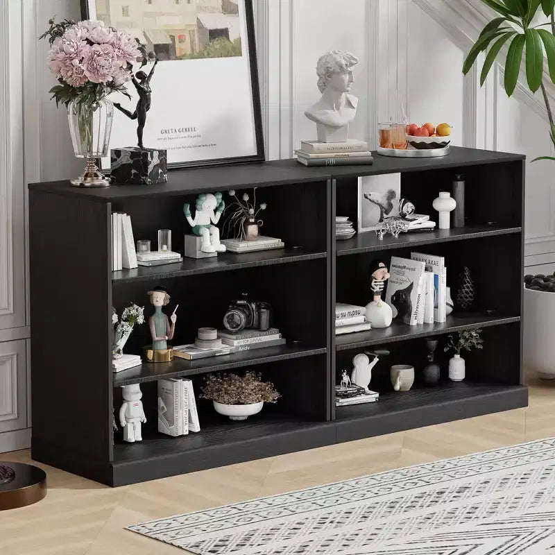 PexFix 31x31x16 Doorless Wood Bookshelf Storage Cabinet Bookcase&Office Cabinet for Kitchen Bedroom Entryway Living Room Dinning Room Black