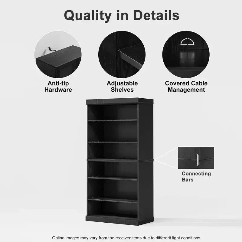 PexFix 31x31x16 Doorless Wood Bookshelf Storage Cabinet Bookcase&Office Cabinet for Kitchen Bedroom Entryway Living Room Dinning Room Black