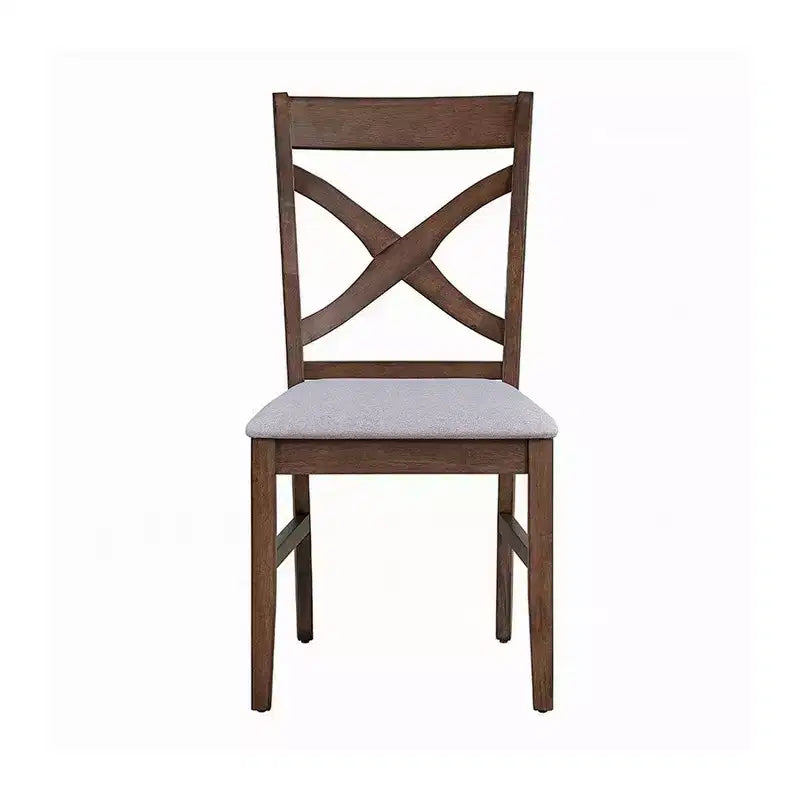 Royal Hampton Side Dining Chair Set of 2, Gray Foam Cushion, Farmhouse Brown