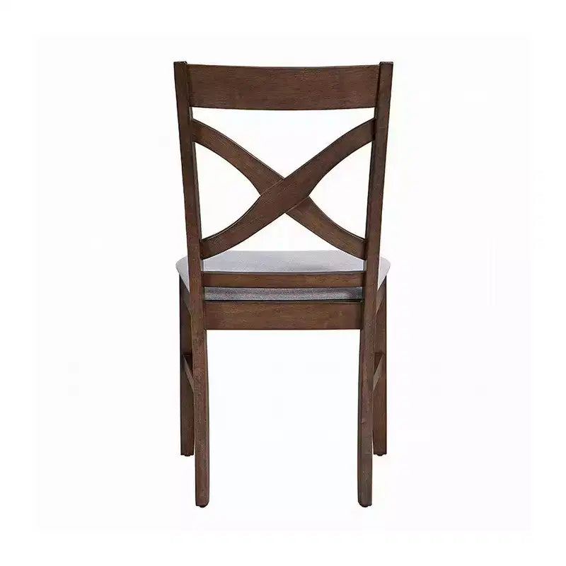 Royal Hampton Side Dining Chair Set of 2, Gray Foam Cushion, Farmhouse Brown