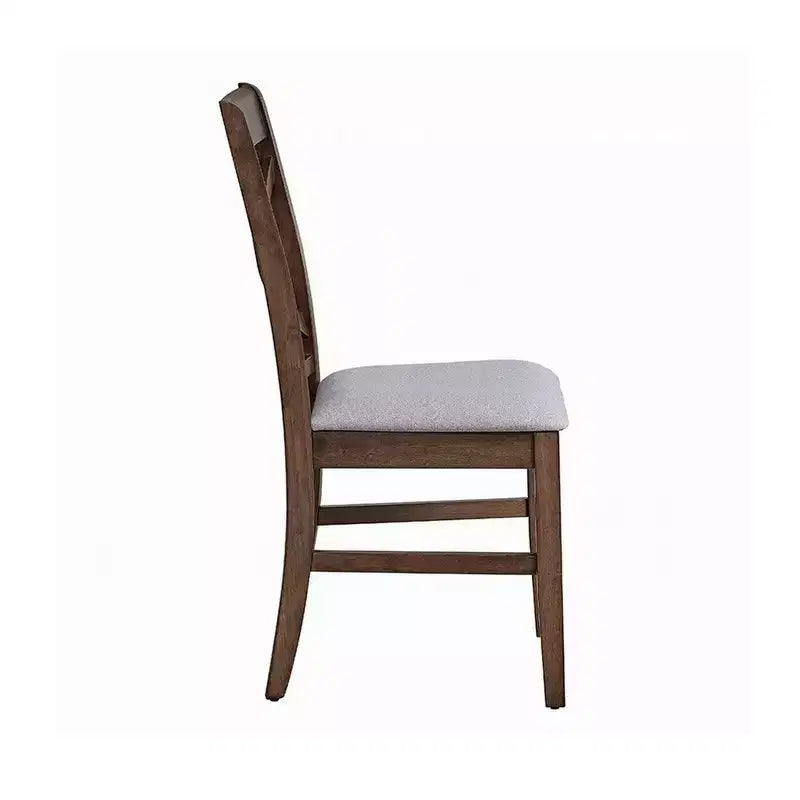 Royal Hampton Side Dining Chair Set of 2, Gray Foam Cushion, Farmhouse Brown