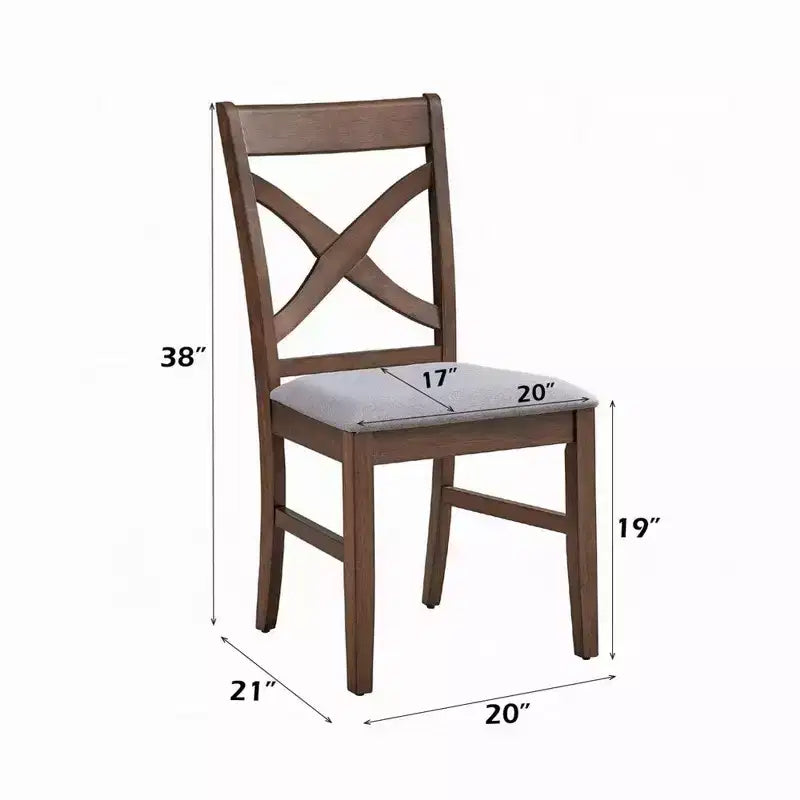 Royal Hampton Side Dining Chair Set of 2, Gray Foam Cushion, Farmhouse Brown
