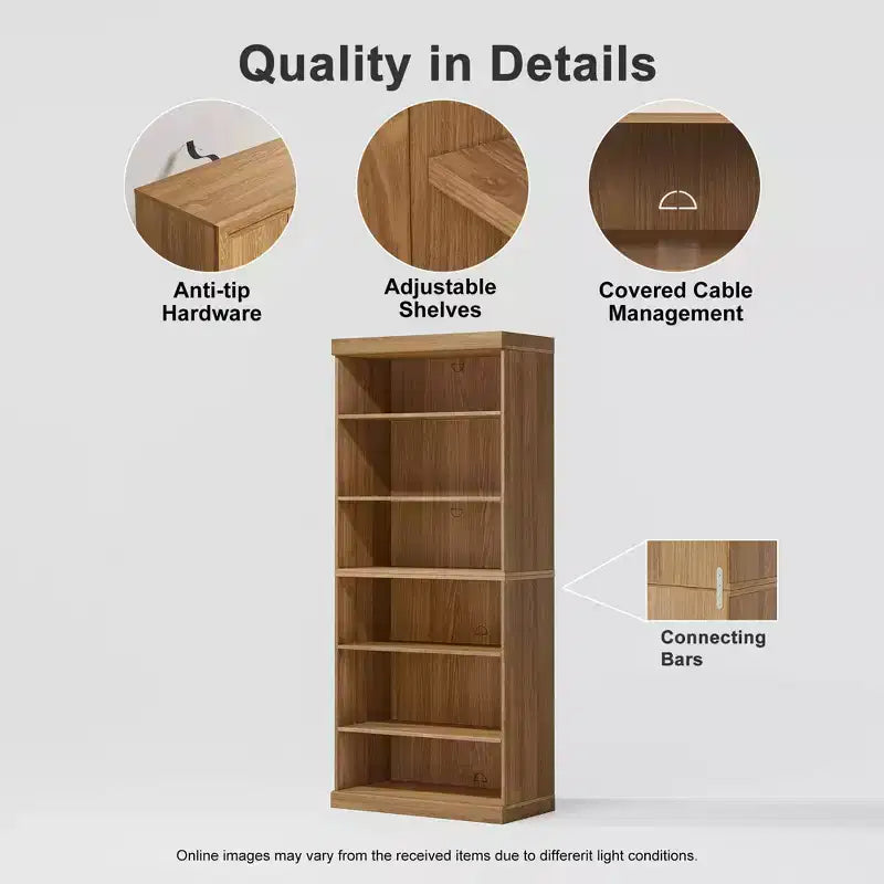 PexFix 36x31x16 Doorless Wood Bookshelf Storage Cabinet Bookcase&Office Cabinet for Kitchen Bedroom Entryway Living Room Dinning Room Natural