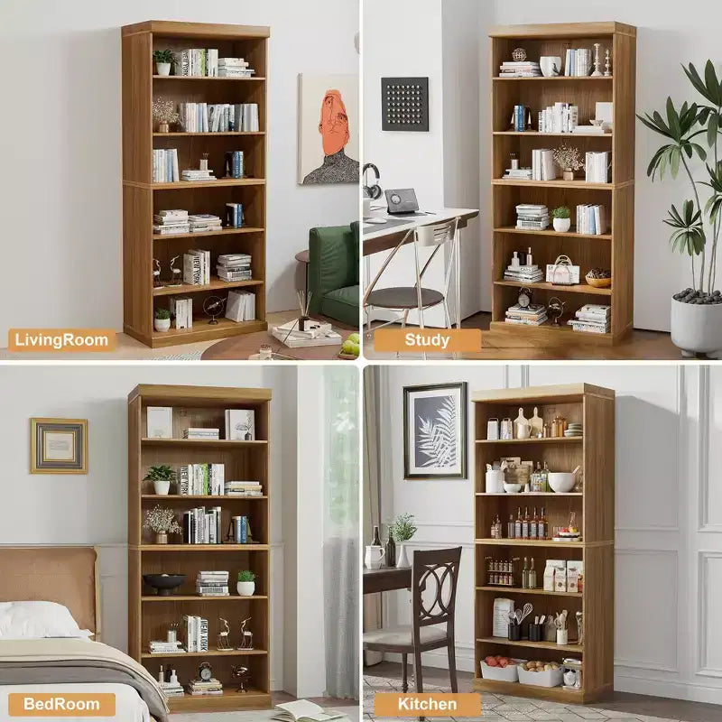 PexFix 36x31x16 Doorless Wood Bookshelf Storage Cabinet Bookcase&Office Cabinet for Kitchen Bedroom Entryway Living Room Dinning Room Natural