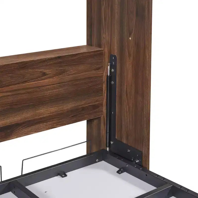 Twin/Full Wood Murphy Bed with Cabinet, Foldable Wall Bed Murphy Bed Cabinet with Storage Shelves for Guest Room