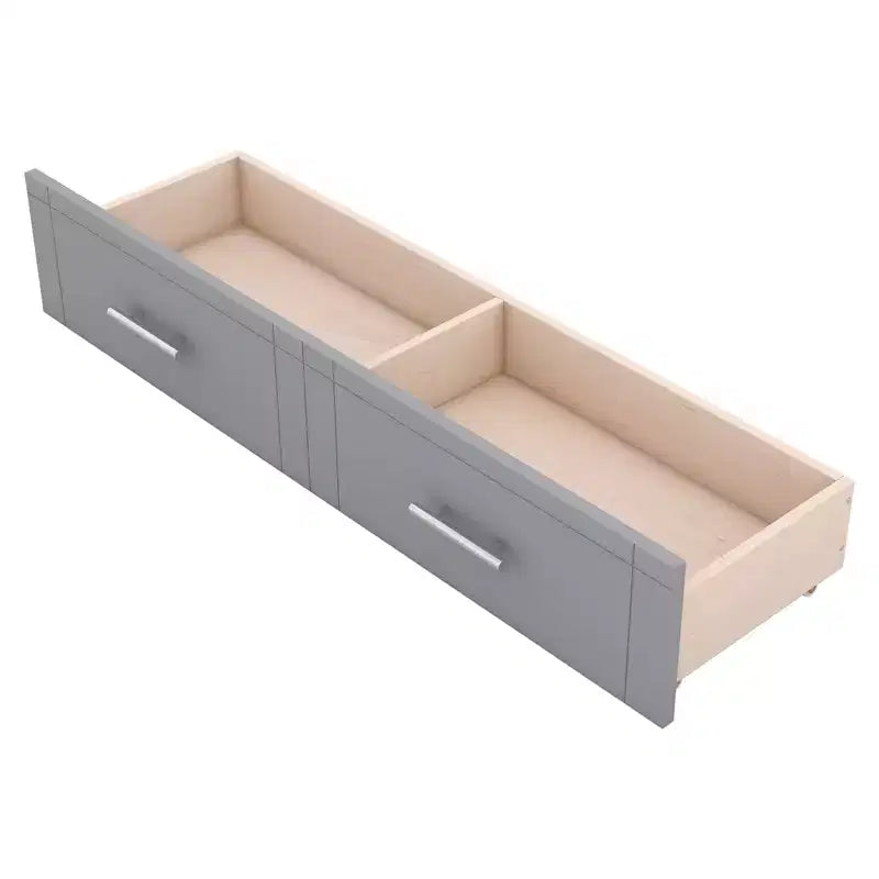 Queen/Full Murphy Bed Foldable into Cabinet, Wooden Platform Bedframe with Shelves, Drawers