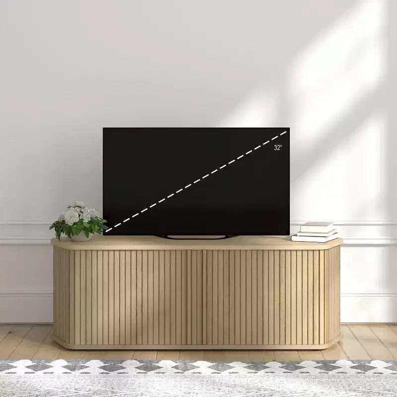 Galano Corner TV Stand with Fluted Doors 43.3 W 20.0 D 14.8 H