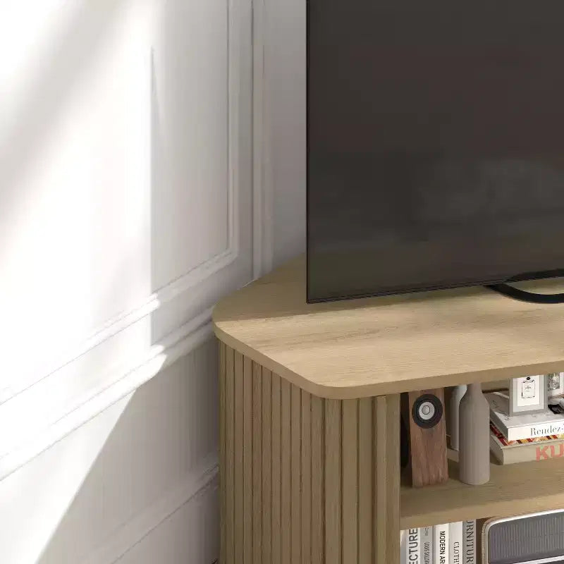 Galano Corner TV Stand with Fluted Doors 43.3 W 20.0 D 14.8 H