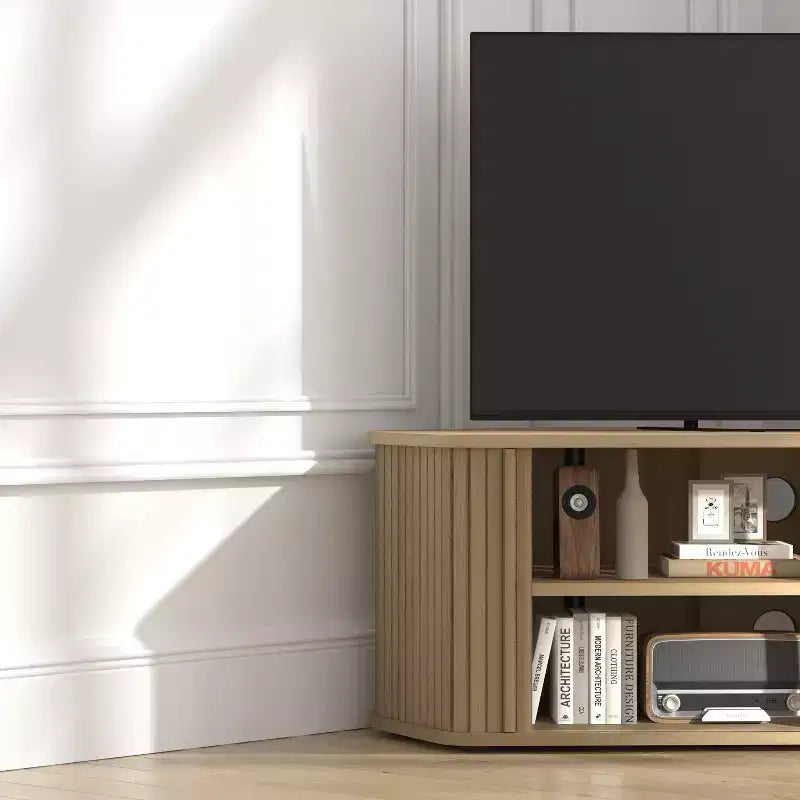 Galano Corner TV Stand with Fluted Doors 43.3 W 20.0 D 14.8 H