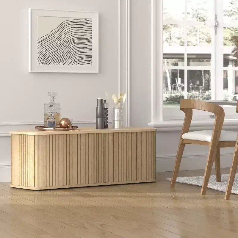 Galano Corner TV Stand with Fluted Doors 43.3 W 20.0 D 14.8 H