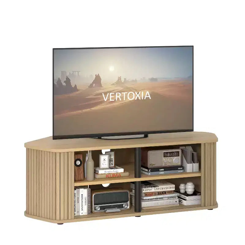 Galano Corner TV Stand with Fluted Doors 43.3 W 20.0 D 14.8 H
