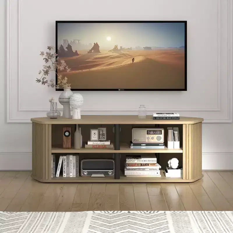 Galano Corner TV Stand with Fluted Doors 43.3 W 20.0 D 14.8 H
