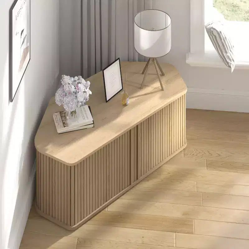 Galano Corner TV Stand with Fluted Doors 43.3 W 20.0 D 14.8 H