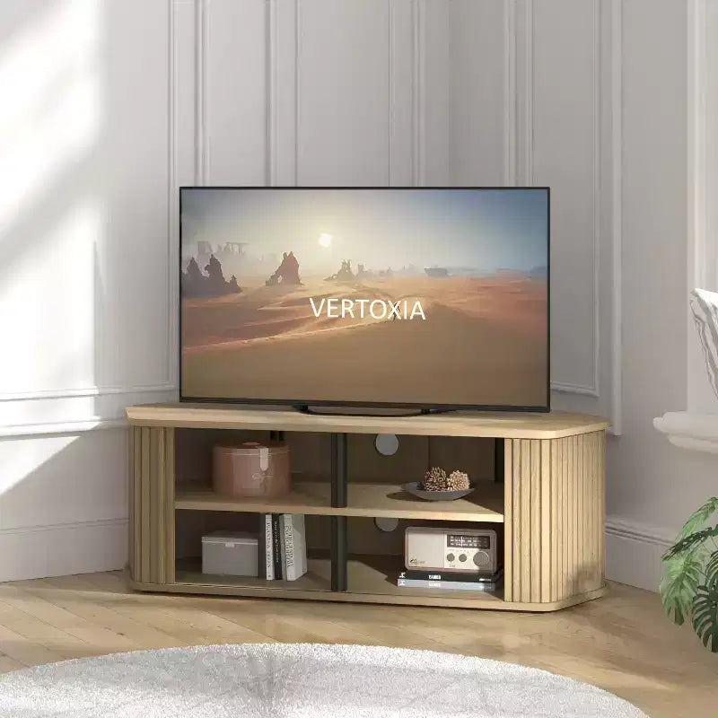 Galano Corner TV Stand with Fluted Doors 43.3 W 20.0 D 14.8 H