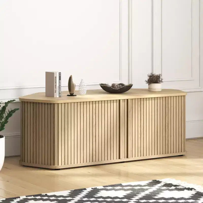 Galano Corner TV Stand with Fluted Doors 43.3 W 20.0 D 14.8 H