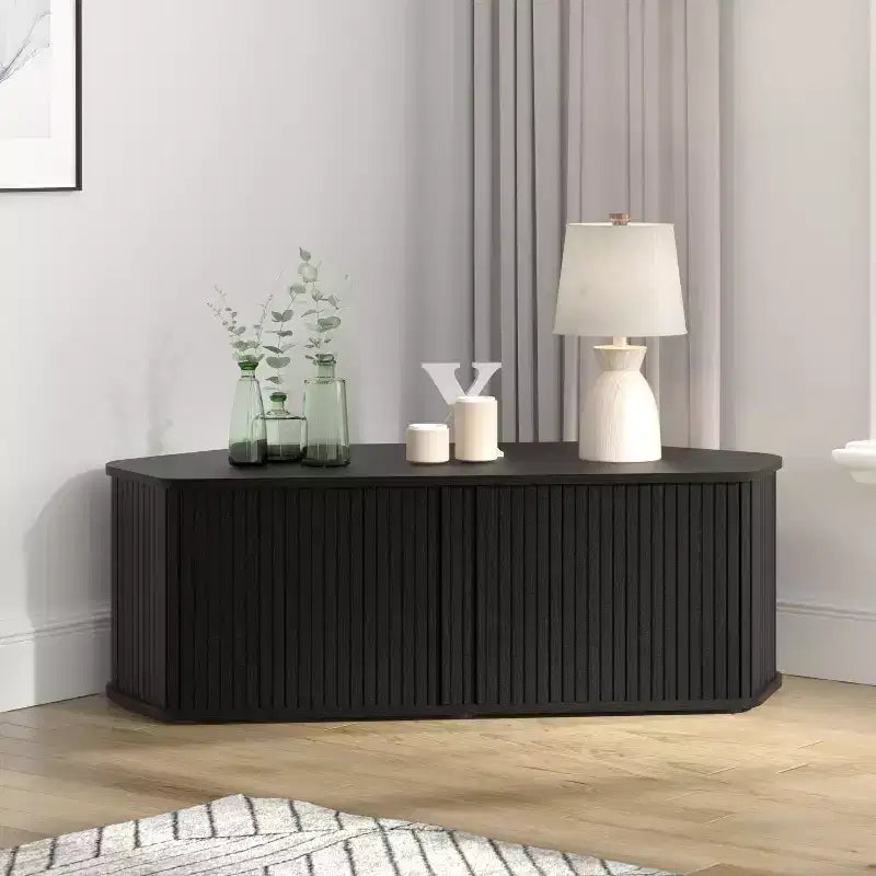 Galano Corner TV Stand with Fluted Doors 43.3 W 20.0 D 14.8 H