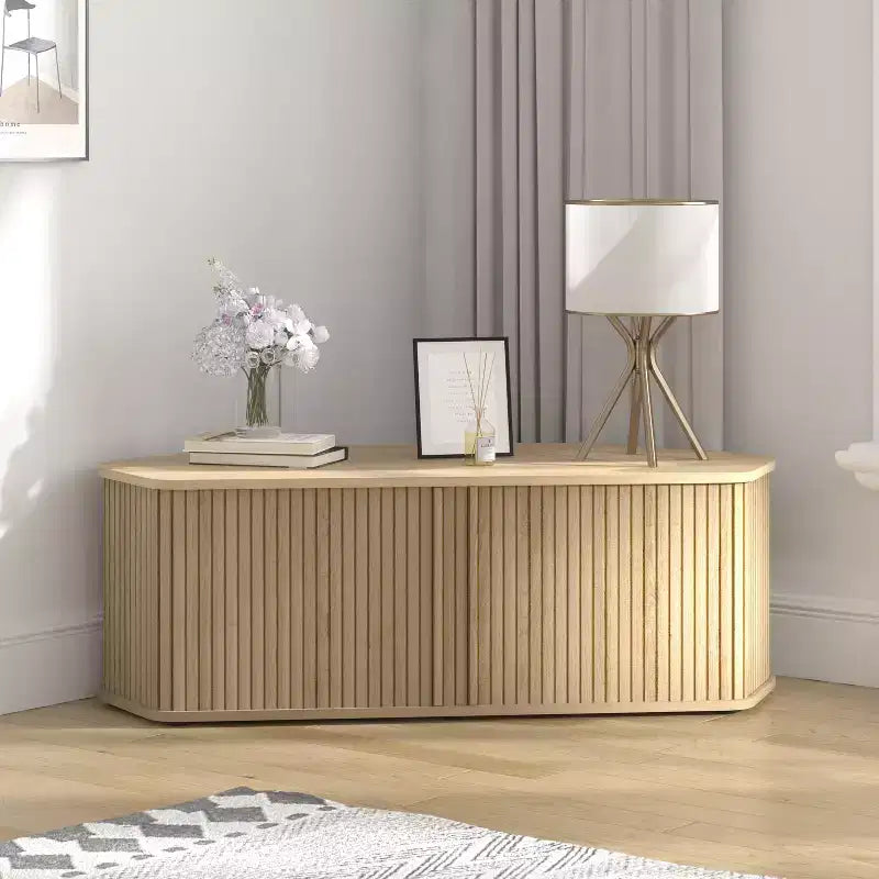Galano Corner TV Stand with Fluted Doors 43.3 W 20.0 D 14.8 H