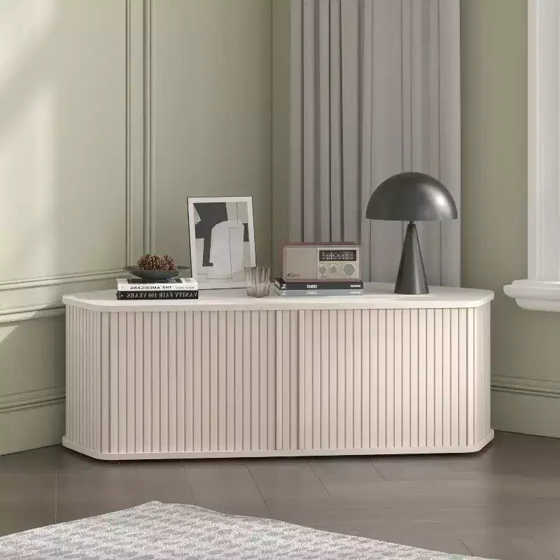 Galano Corner TV Stand with Fluted Doors 43.3 W 20.0 D 14.8 H