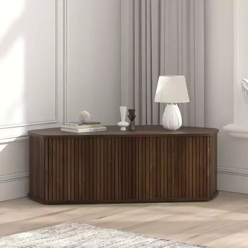 Galano Corner TV Stand with Fluted Doors 43.3 W 20.0 D 14.8 H