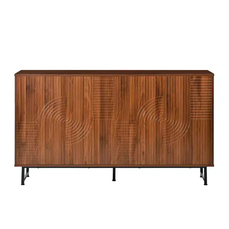 GDFStudio Pina 59'' Mid-Century Modern Wooden Storage Cabinet with 4 Doors and 8 Compartments