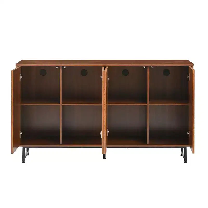 GDFStudio Pina 59'' Mid-Century Modern Wooden Storage Cabinet with 4 Doors and 8 Compartments