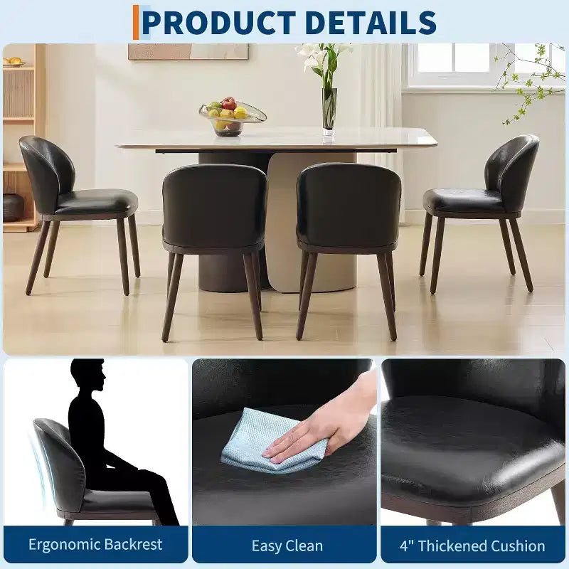 Dining Chairs Set of 2,Modern Upholstered Kitchen Chairs with Ergonomic Back, Dining Room Chairs with Wood Legs for Kitchen Dining Room Restaurant