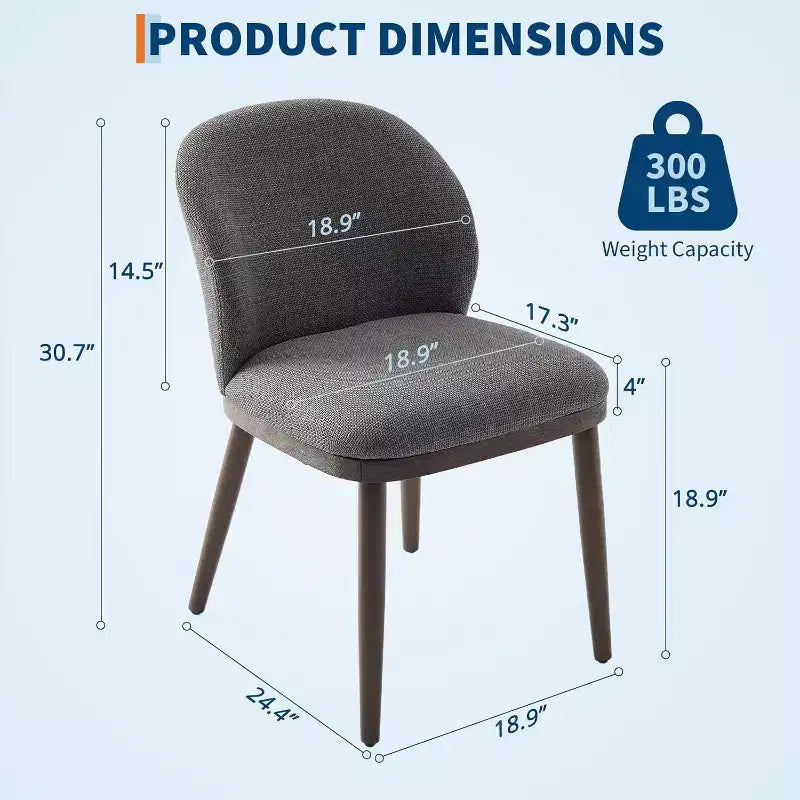 Dining Chairs Set of 2,Modern Upholstered Kitchen Chairs with Ergonomic Back, Dining Room Chairs with Wood Legs for Kitchen Dining Room Restaurant