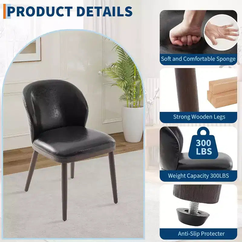 Dining Chairs Set of 2,Modern Upholstered Kitchen Chairs with Ergonomic Back, Dining Room Chairs with Wood Legs for Kitchen Dining Room Restaurant