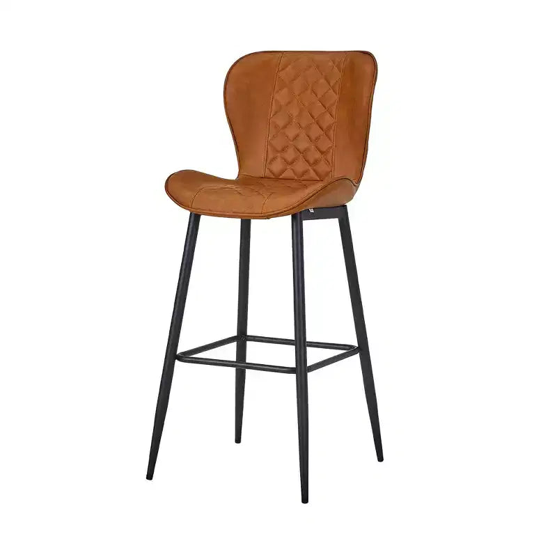 VECELO Bar Stool Set of 2/4 Faux Leather Counter Height Barstool with Metal Legs and Footrest, Brown