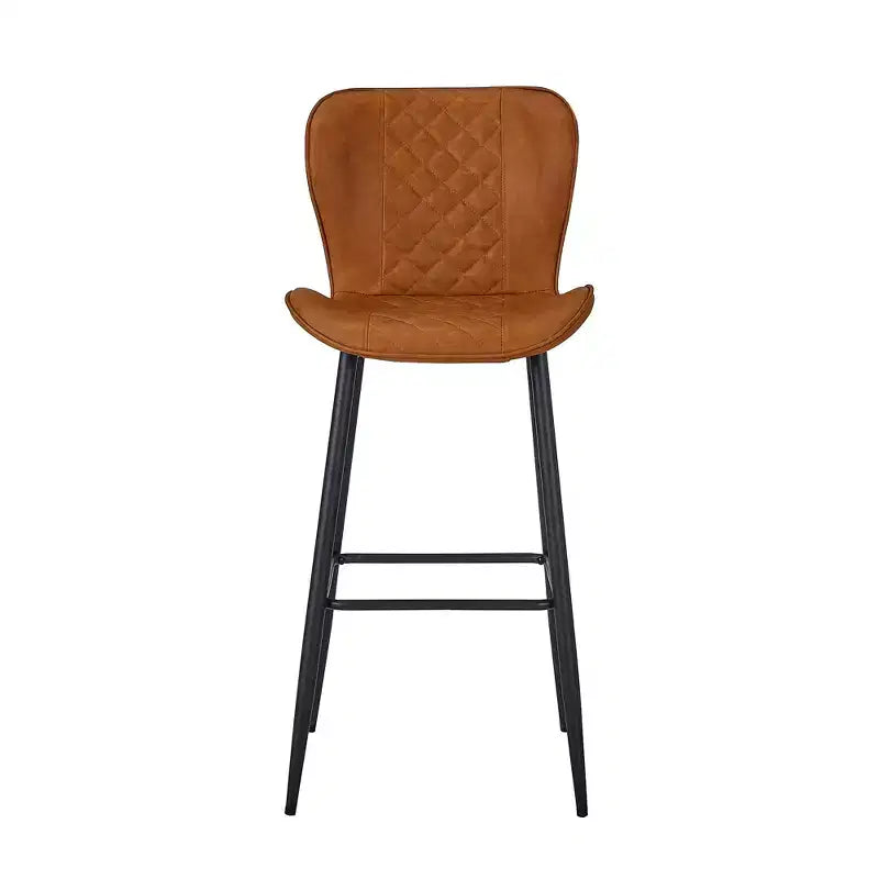 VECELO Bar Stool Set of 2/4 Faux Leather Counter Height Barstool with Metal Legs and Footrest, Brown