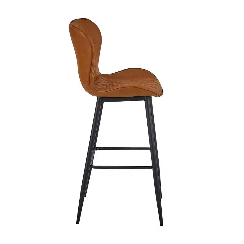 VECELO Bar Stool Set of 2/4 Faux Leather Counter Height Barstool with Metal Legs and Footrest, Brown
