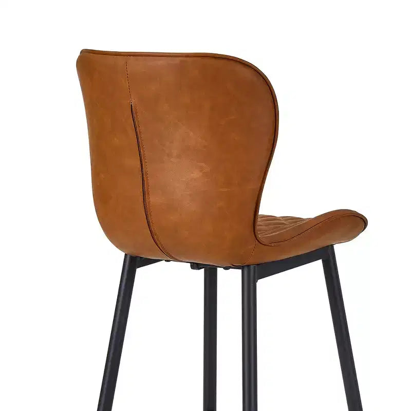 VECELO Bar Stool Set of 2/4 Faux Leather Counter Height Barstool with Metal Legs and Footrest, Brown