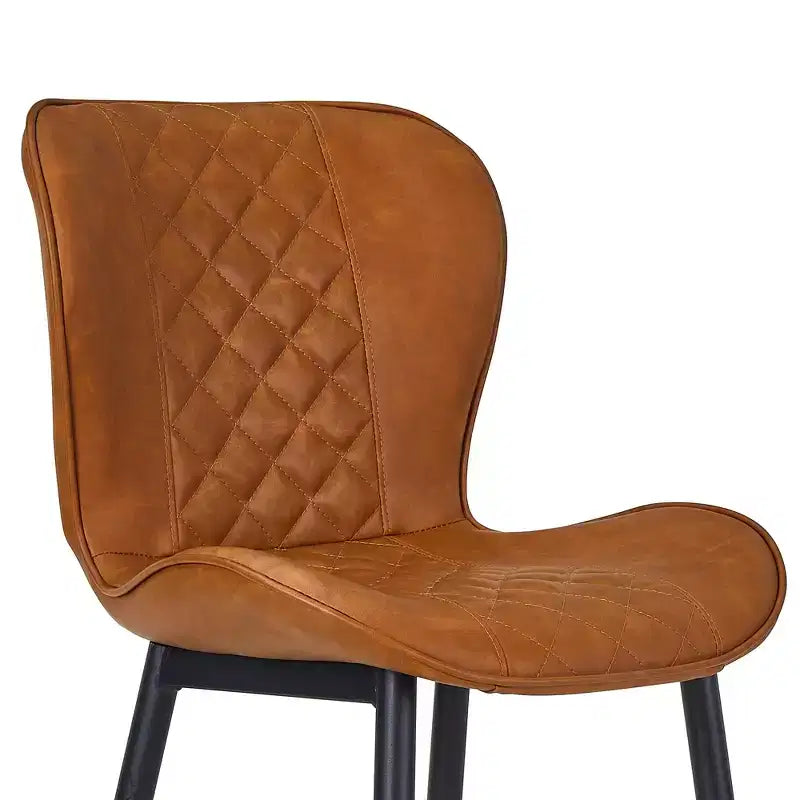 VECELO Bar Stool Set of 2/4 Faux Leather Counter Height Barstool with Metal Legs and Footrest, Brown