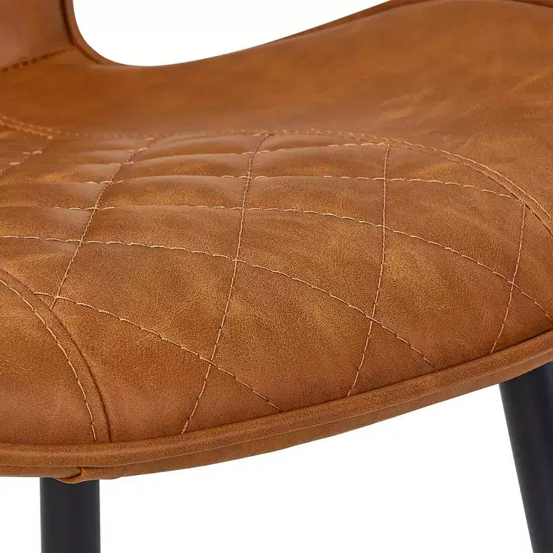 VECELO Bar Stool Set of 2/4 Faux Leather Counter Height Barstool with Metal Legs and Footrest, Brown