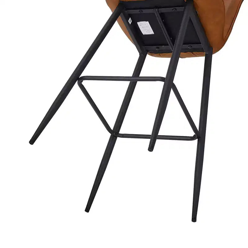VECELO Bar Stool Set of 2/4 Faux Leather Counter Height Barstool with Metal Legs and Footrest, Brown