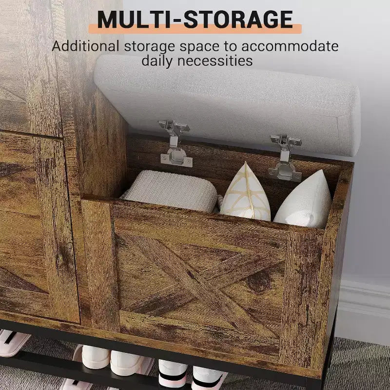 Shoe Cabinet with 2 Flip Drawers & Padded Seat Cushion, Narrow Shoe Organizer Rack for Entryway