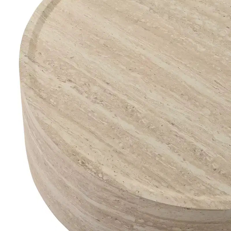 Round Coffee Table Cocktail Table Drum Center Table Sofa Side Table Accent Table with Mars Pattern, No Assembly Needed - ModernLuxe
