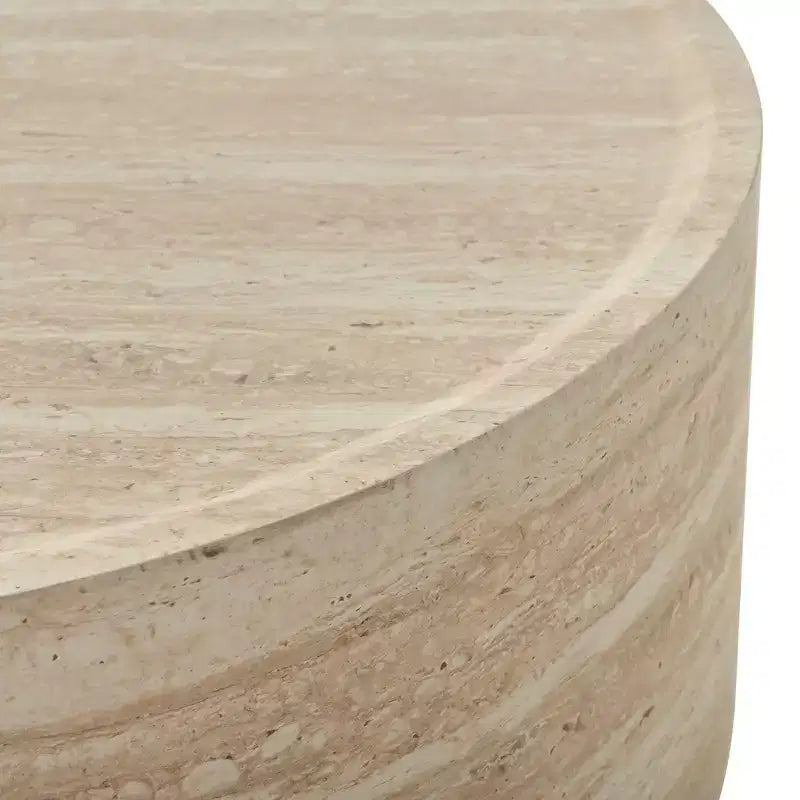 Round Coffee Table Cocktail Table Drum Center Table Sofa Side Table Accent Table with Mars Pattern, No Assembly Needed - ModernLuxe