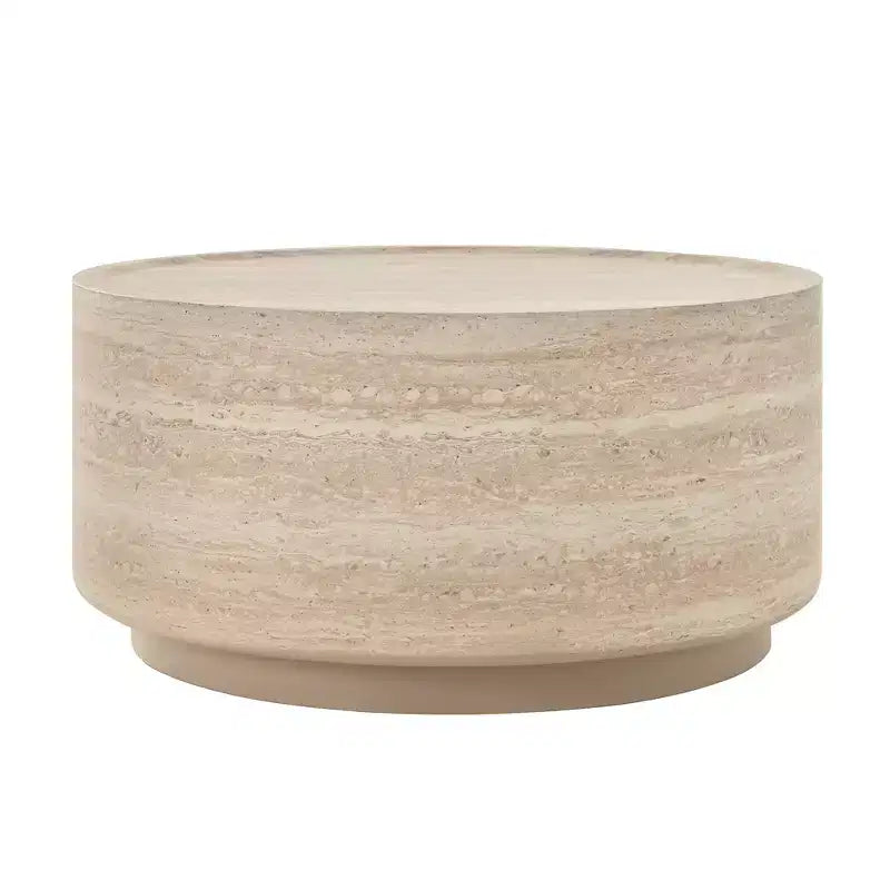 Round Coffee Table Cocktail Table Drum Center Table Sofa Side Table Accent Table with Mars Pattern, No Assembly Needed - ModernLuxe