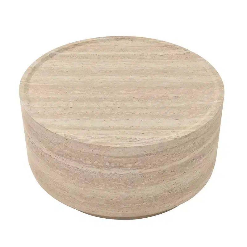 Round Coffee Table Cocktail Table Drum Center Table Sofa Side Table Accent Table with Mars Pattern, No Assembly Needed - ModernLuxe