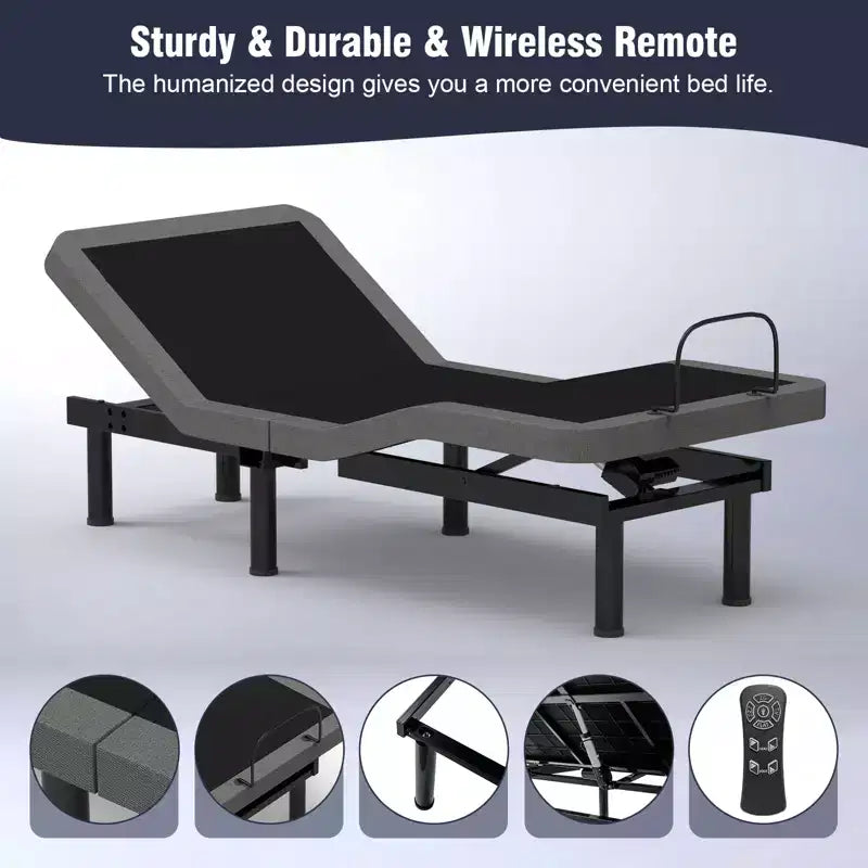 Dyonery Twin XL Size Adjustable Bed Frame with Adjustable leg Height,Separate Head/Foot Lift,Sturdy Metal,0 Gravity/Anti-Snore,Easy Assembly Quiet