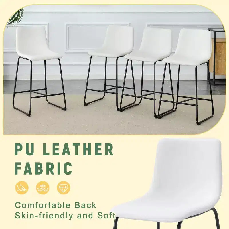 Okak Retro Suede Bar Stools Set of 2, Counter Stools with Iron Footrest, Comfy Kitchen Chair for Kitchen Island