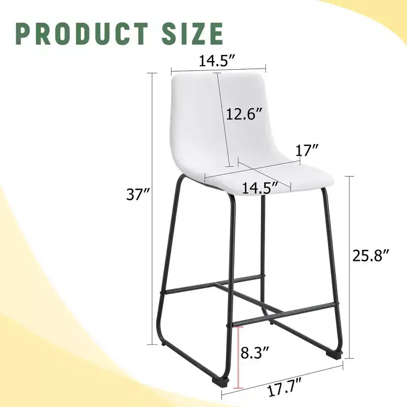 Okak Retro Suede Bar Stools Set of 2, Counter Stools with Iron Footrest, Comfy Kitchen Chair for Kitchen Island
