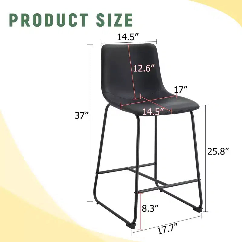 Okak Retro Suede Bar Stools Set of 2, Counter Stools with Iron Footrest, Comfy Kitchen Chair for Kitchen Island