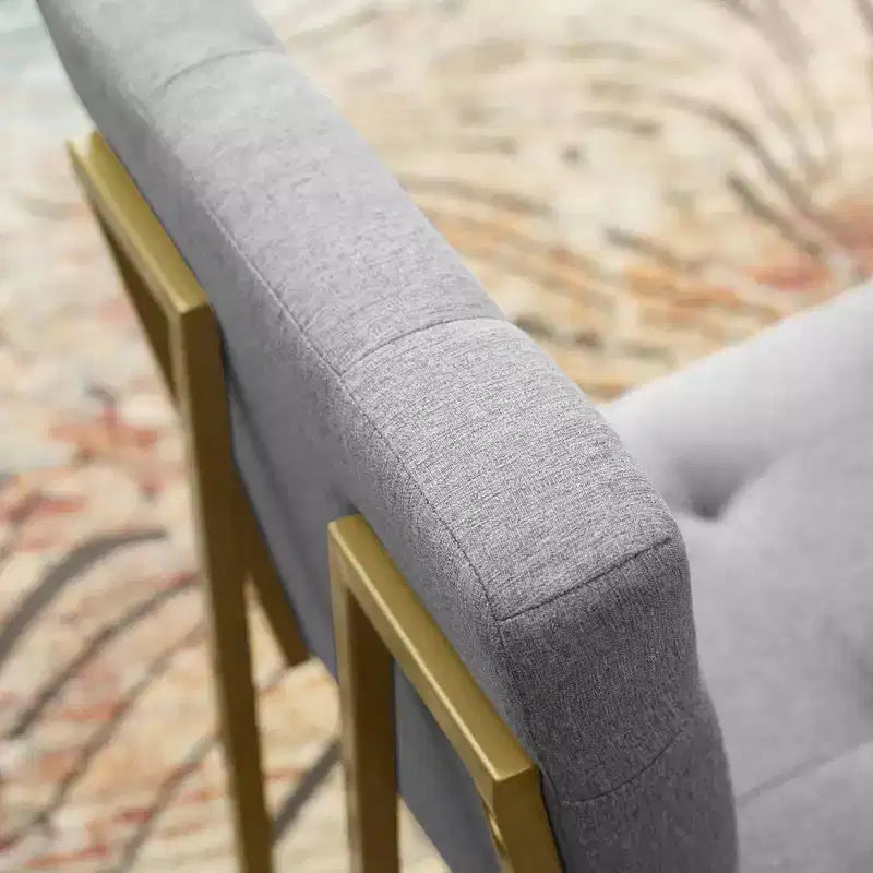 Privy Gold Stainless Steel Upholstered Fabric Dining Accent Chair - Modway