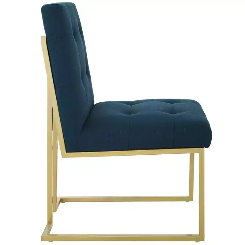 Privy Gold Stainless Steel Upholstered Fabric Dining Accent Chair - Modway