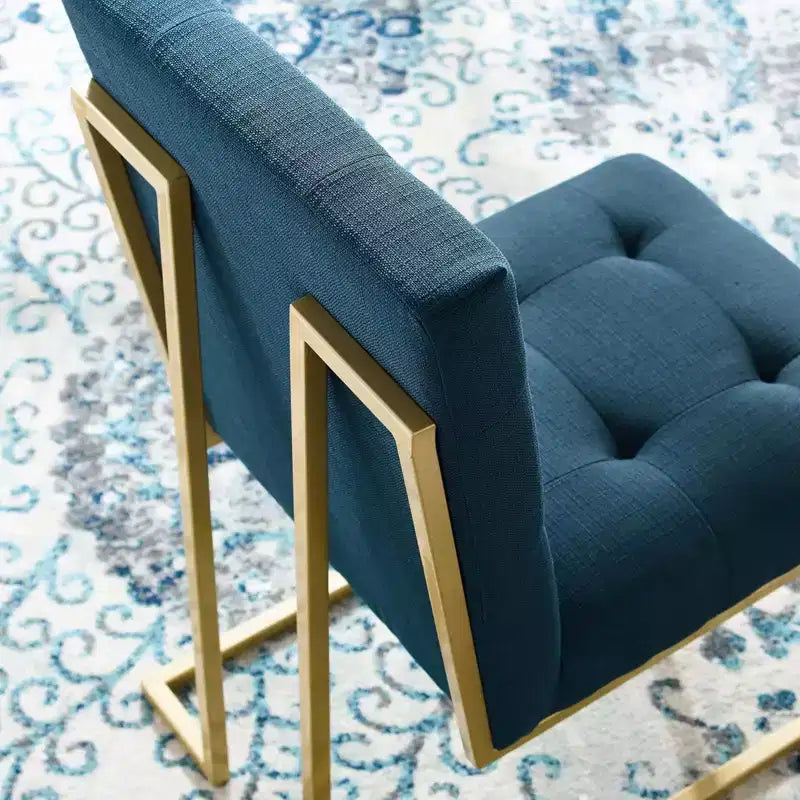 Privy Gold Stainless Steel Upholstered Fabric Dining Accent Chair - Modway