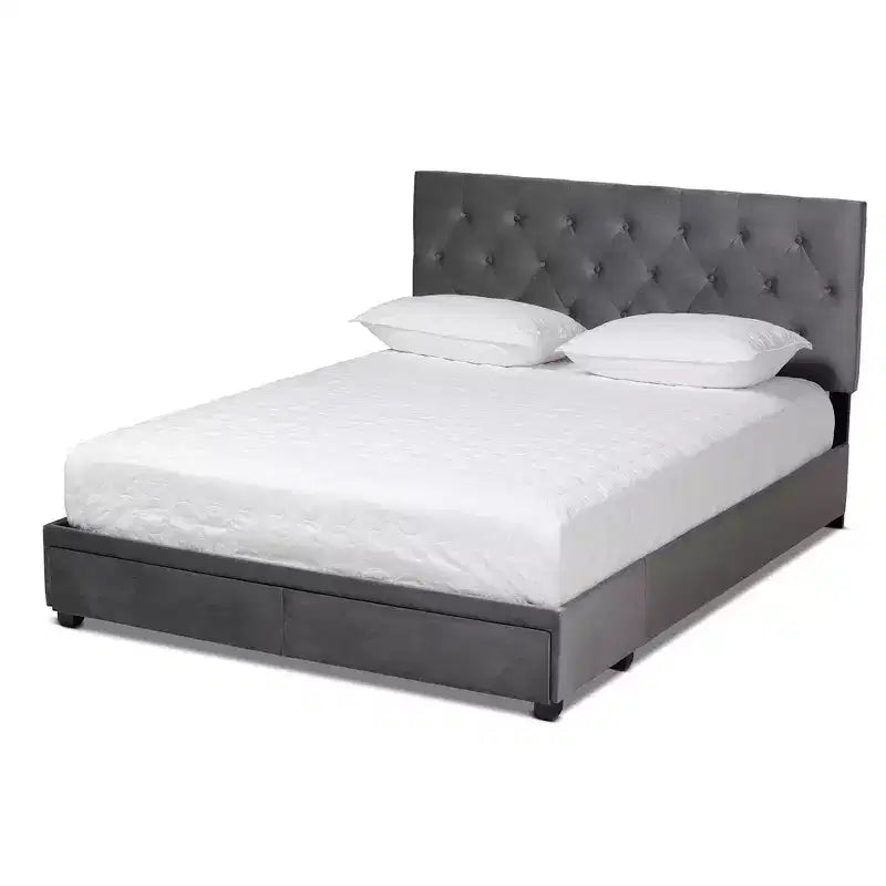 Caronia Velvet Upholstered 2 Drawer Platform Storage Bed - Baxton Studio